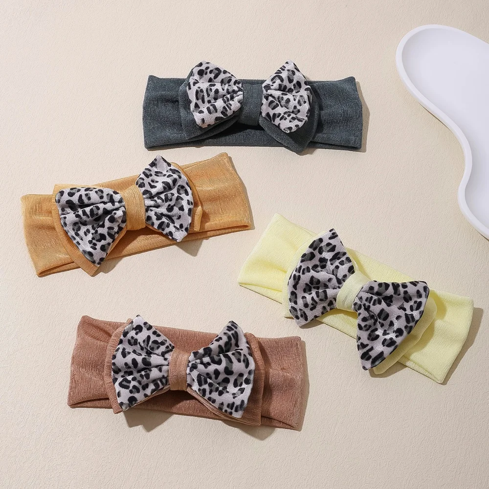 

Baby Girl Headband Leopard Print Pattern Bow Children Hair Band Elastic Nylon Newborn Headbands Soft Turban Kid Hair Accessories