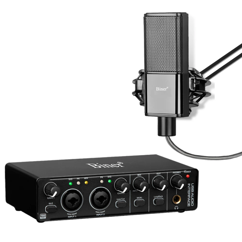 

Biner Professional Recording Audio Interface USB With Sound Card Studio Sound Card Microphone Sets