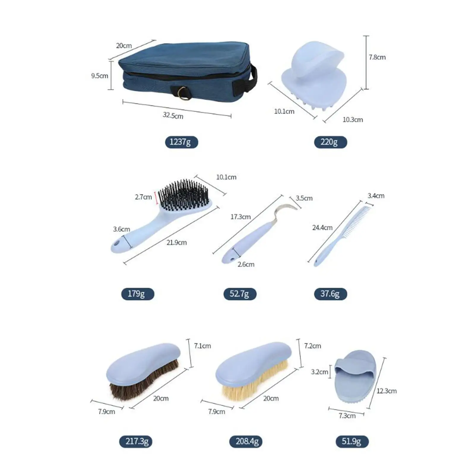 Lot De 2 Brosses Magiques Pour Cheval - Outils De Toilettage Portable Et Doux En Plastique Bleu