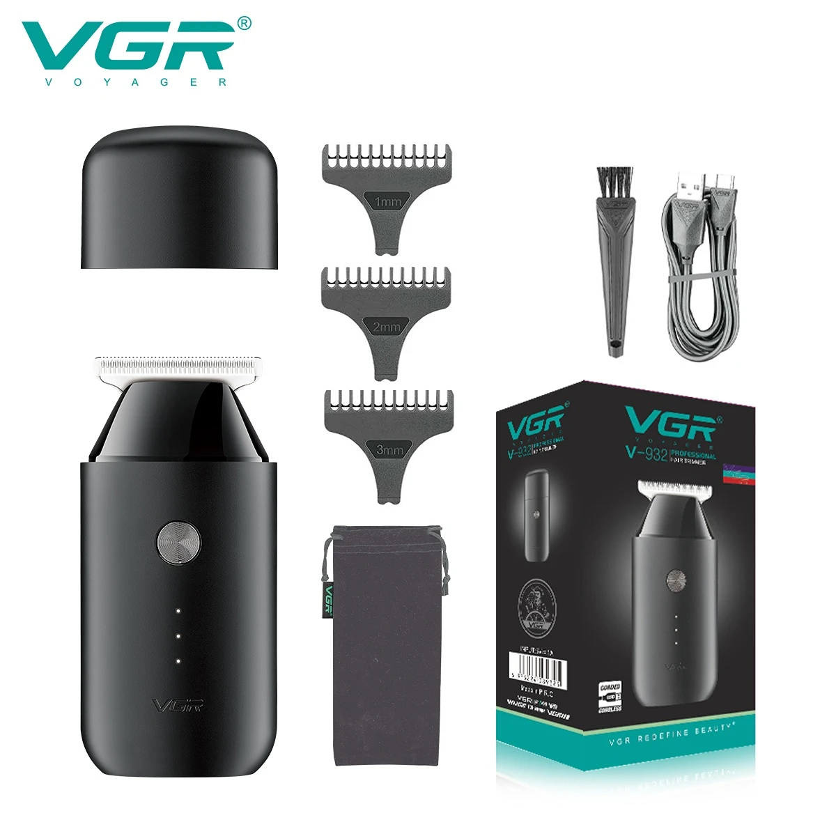 VGR Mini Hair Clipper Professional Zero Cutting Machine Electric Cordless Beard Trimmer Rechargeable Hair Trimmer for Men V-932