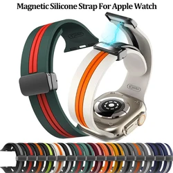 Magnetic Strap For Apple watch ultra 2 band 44mm 45mm 49mm 40mm 41mm 42mm 38mm 45 mm Silicone Bracelet iWatch Series 7 8 se 6 5