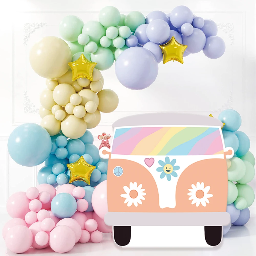 45/92cm Groovy Bus Cutouts Hippie Theme Party Decoration Rainbow Boho Car KT Board DIY Baby Shower Birthday Photo Props