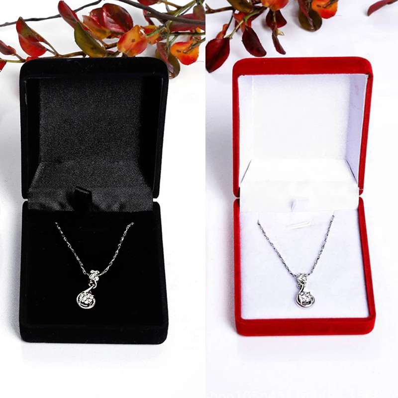 Bride Necklace Pendant Box Wholesale Quality Velvet Wedding Jewelry Gift Case Trinket Display Holder Large Earrings Storage Box