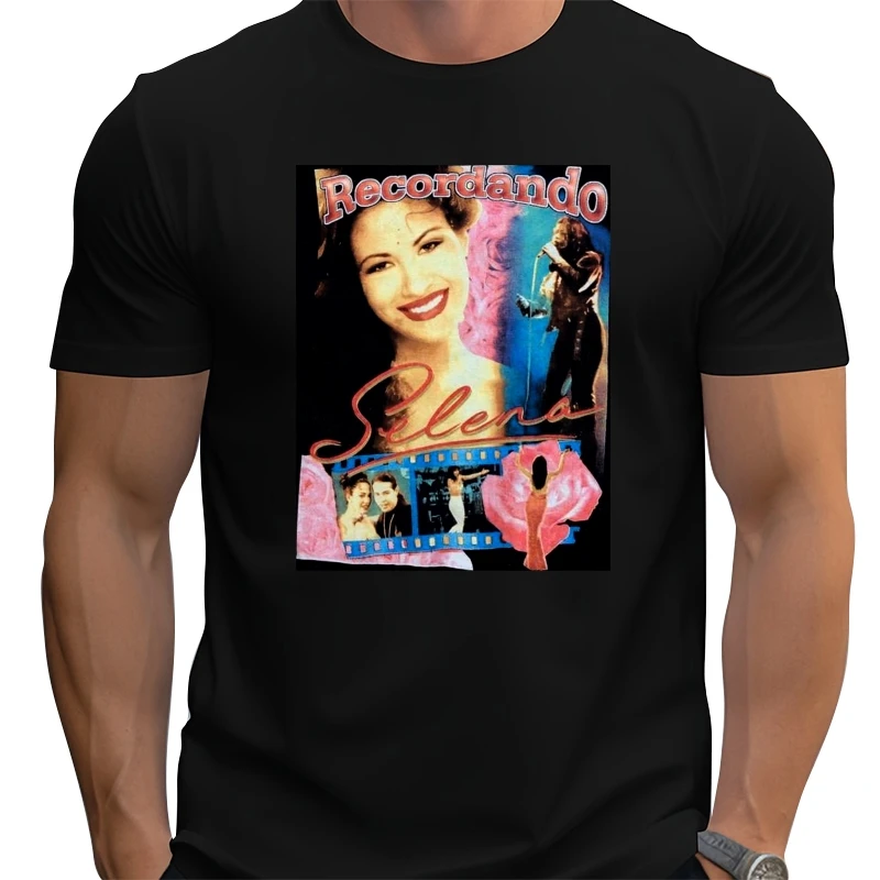 

Black Style Men Fashion Crew Neck Rare Reprint True Vintage 90S Selena Quintanilla Short Sleeve T Shirts