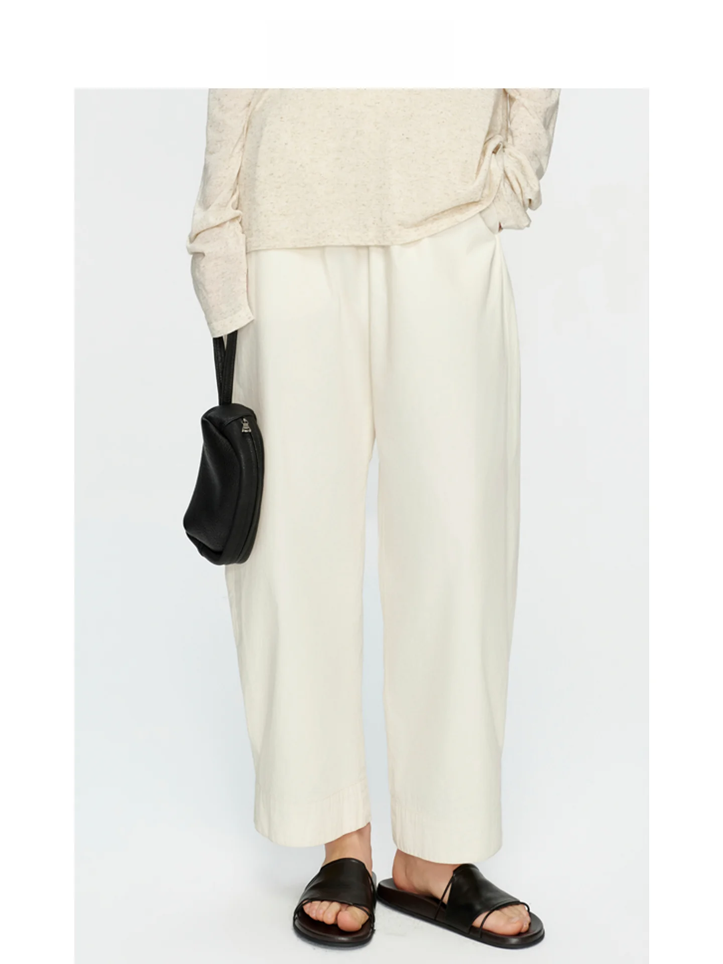 

EREMIN Loose Casual Pants Nine Points Outdoor Magic Tape Paper Feel Cotton Straight Leg Pants for Women Casual Style