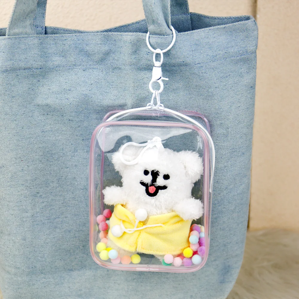 1pcs PVC Transparent Jewelry Storage Bag Keychain High Transparency Dustproof Organizer Box Plush Doll Display Bag Toy Doll Bag