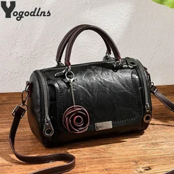 Fashion Women Shoulder Bag with Flower Pendant Ladies Totes Party Purse Boston Handbag Casual Female Messenger Crossbody Bags