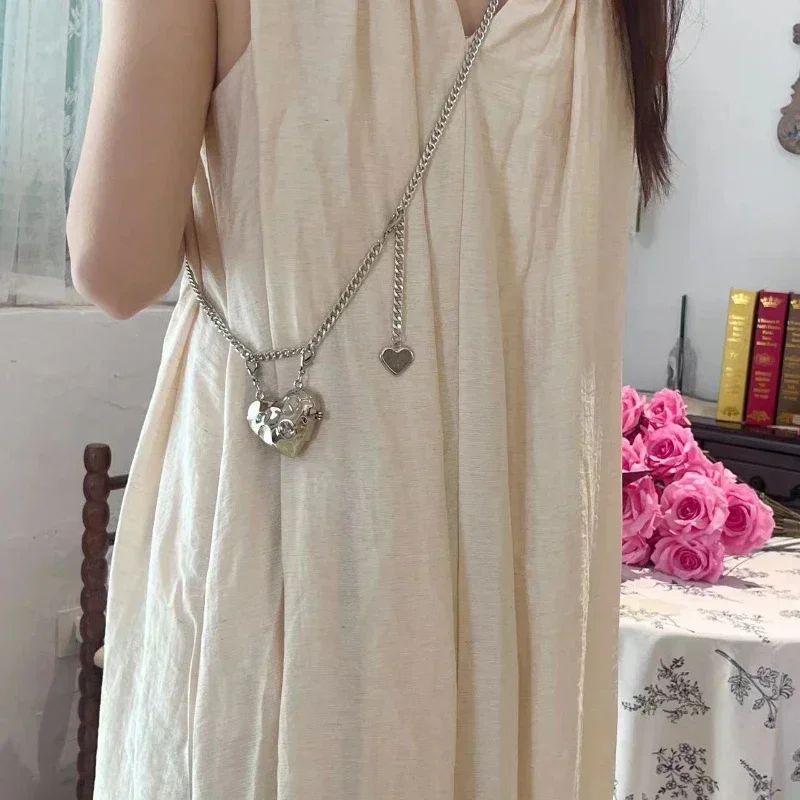 

Fashionable Metal Heart Waistband Bag Luxury Satchel Pearl Chain Crossbody Bags For Women Shoulder Bag Handbag Accessories
