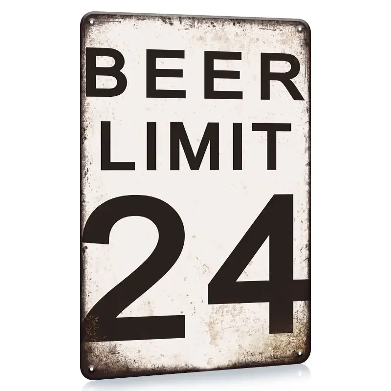 1pc Vintage Beer Limit 24 Metal Sign - 8x12inch Man Cave Decor, Bar/Pub Wall Art, Rustic Garage Accessory, Retro Gift for Drink