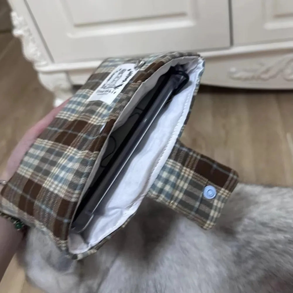 New 6-7 Inch E-Reader Sleeve Plaid Fabric Soft Lined Protective Storage Bag Shockproof Thick Padded Ebook Reader Pouch
