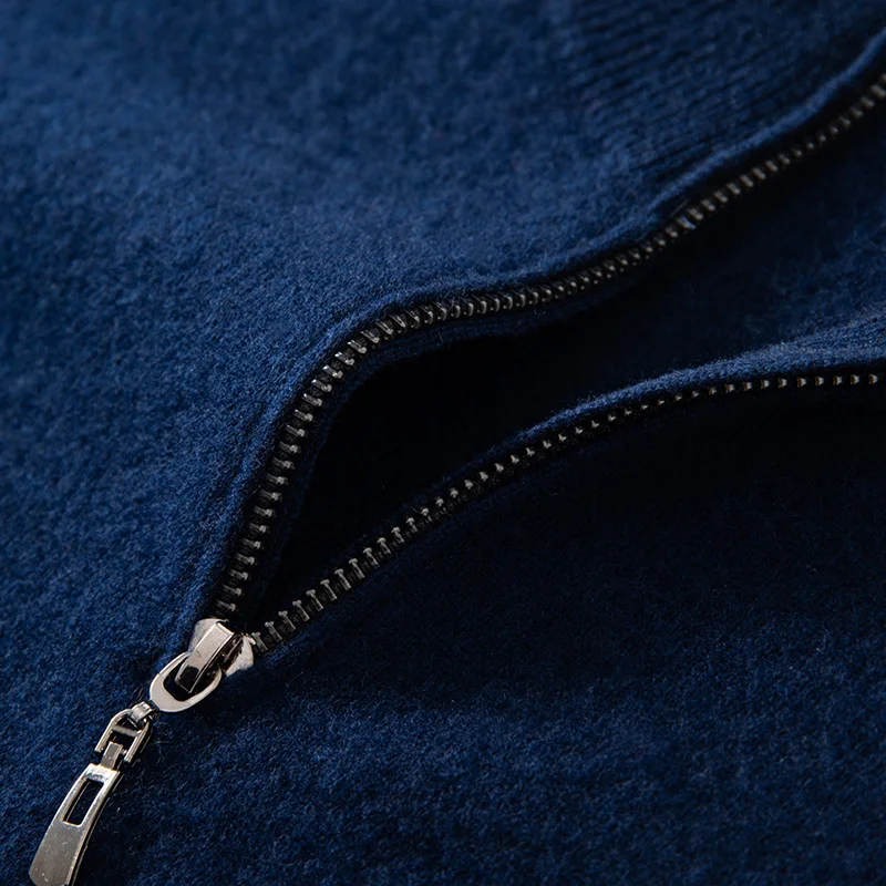 CHICUU 남성용 100% 캐시미어 스웨터 목폴라 지퍼 줄무늬 소매 풀오버 가을 겨울 프레피 스타일 두꺼운 따뜻한 캐시미어 니트