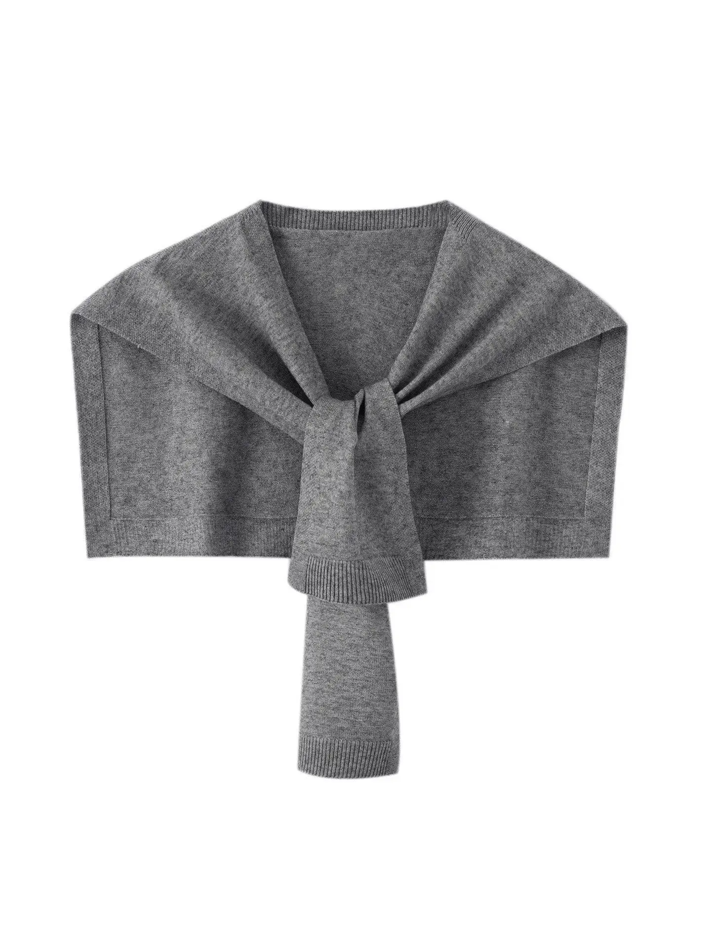 

Fashionable Draped Knitted Shawl Women's Thin Spring Summer Air Conditioning Outerwear Stylish High-End Tied Shoulder Cloak