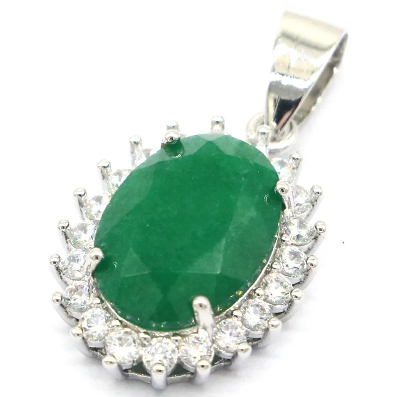 Buy 3 Get 1 Free 28x16mm Romantic Real Red Ruby Blue Sapphire Green Emerald CZ Ladies Wedding Silver Pendant