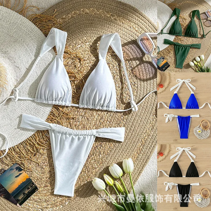 

Сплошной цвет бикини женский купальник отпуск сексуальный купальник BIKINI2025 новый