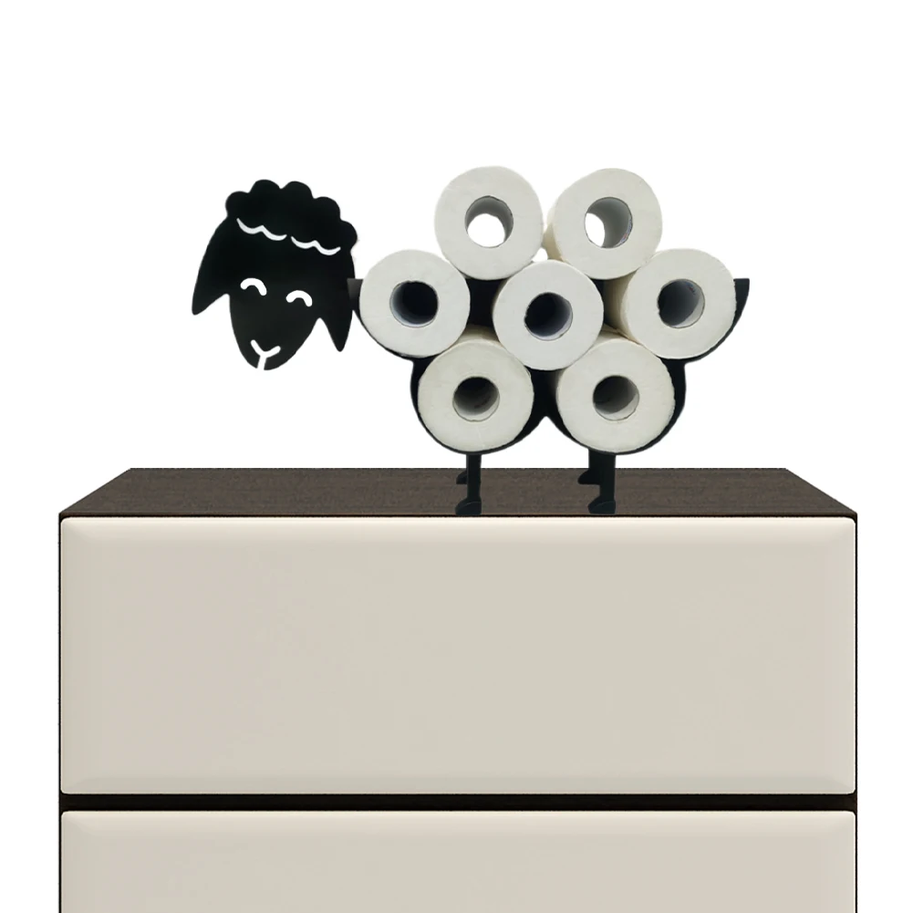 

Metal Sheep Toilet Roll Holder Wall Mounted Free Standing Toilet Paper Stand Shelf Hold Up To 7 Rolls Tissue Paper Storage Stand