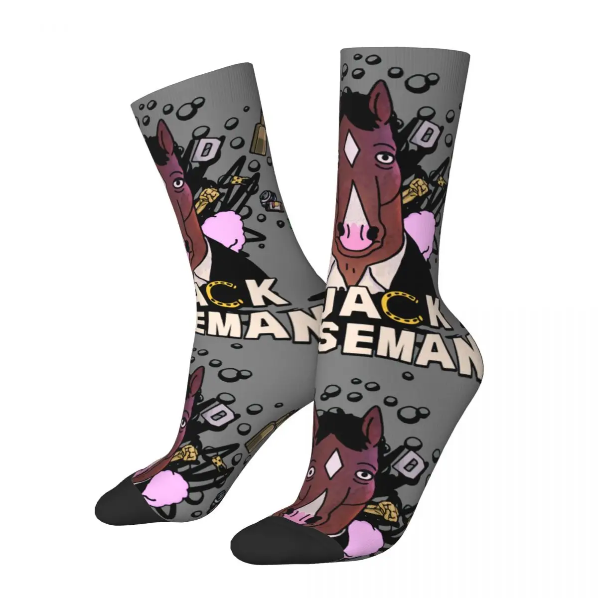 Hip Hop Retro Aggressive Crazy Men's compression Socks Unisex Bo Jack Horseman Harajuku Seamless Printed Funny Novelty Happy