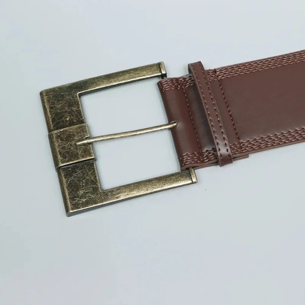 고품질 빈티지 와이드 웨이스트밴드 펑크 스타일 단색 여성 벨트 메탈 버클 PU 가죽 그런지 벨트 여성용