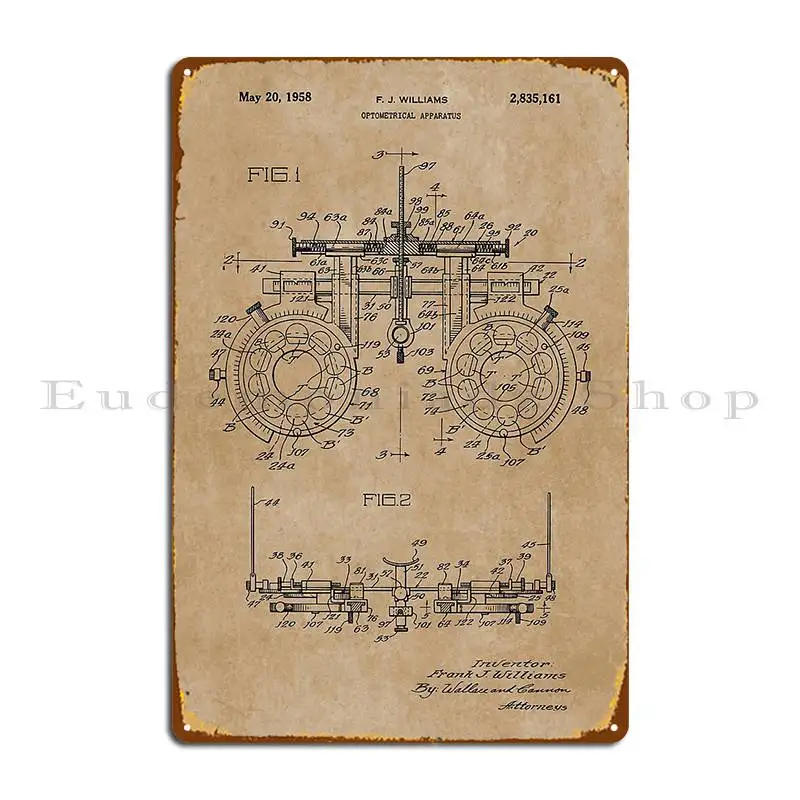 Optometrist Apparatus Vintage Patent Print 1931 Metal Sign Wall Decor Vintage Design Customize Club Tin Sign Poster