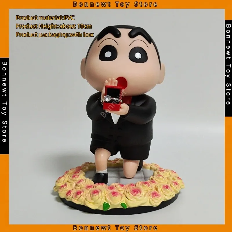 

18cm Crayon Shin-chan Nohara Shinnosuke Suit Proposal Scene Static PVC Figure Model Ornaments Ready Stock Wholesale