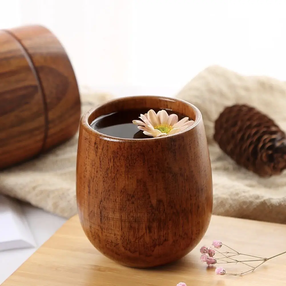 

4pcs Wooden Teacup Solid Wood Large Opening Smooth Surface Easy Clean Household Sake Serving Cup Kitchen Barware Drinkware