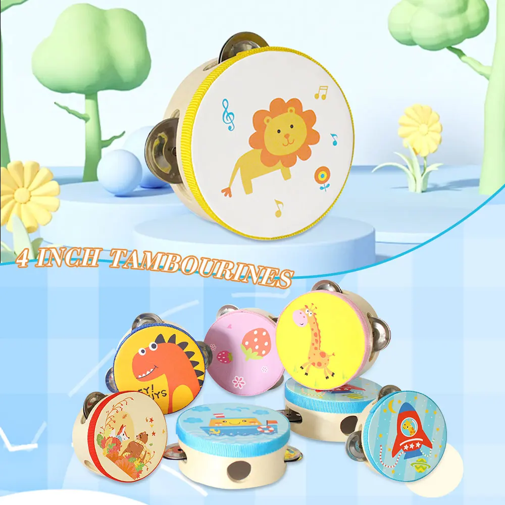 

4-дюймовые бубны, музыкальный инструмент, деревянный ручной барабанный колокольчик, бубен с металлическими джингами, перкуссия, ручной бубен