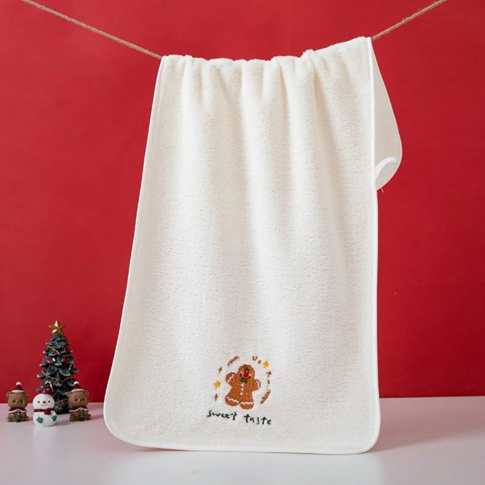 Christmas Theme Washing Towel Red Green 35x75cm Cotton Washing Towel Soft Thicken Coral Fleece Bath Towel Gift Holiday Present