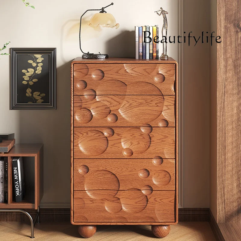 Medieval solid wood chest of drawers French wall locker Multifunctional household creative bubble cabinet Large capacity bucket