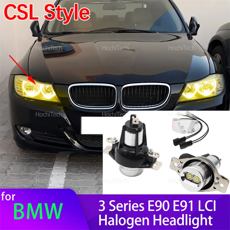 Headlight Bulbs Angel Eyes Marker Lights Bulbs for BMW E90 E91 LCI Halogen Headlight 2009-2011 CSL CS Style Lemon Yellow Color