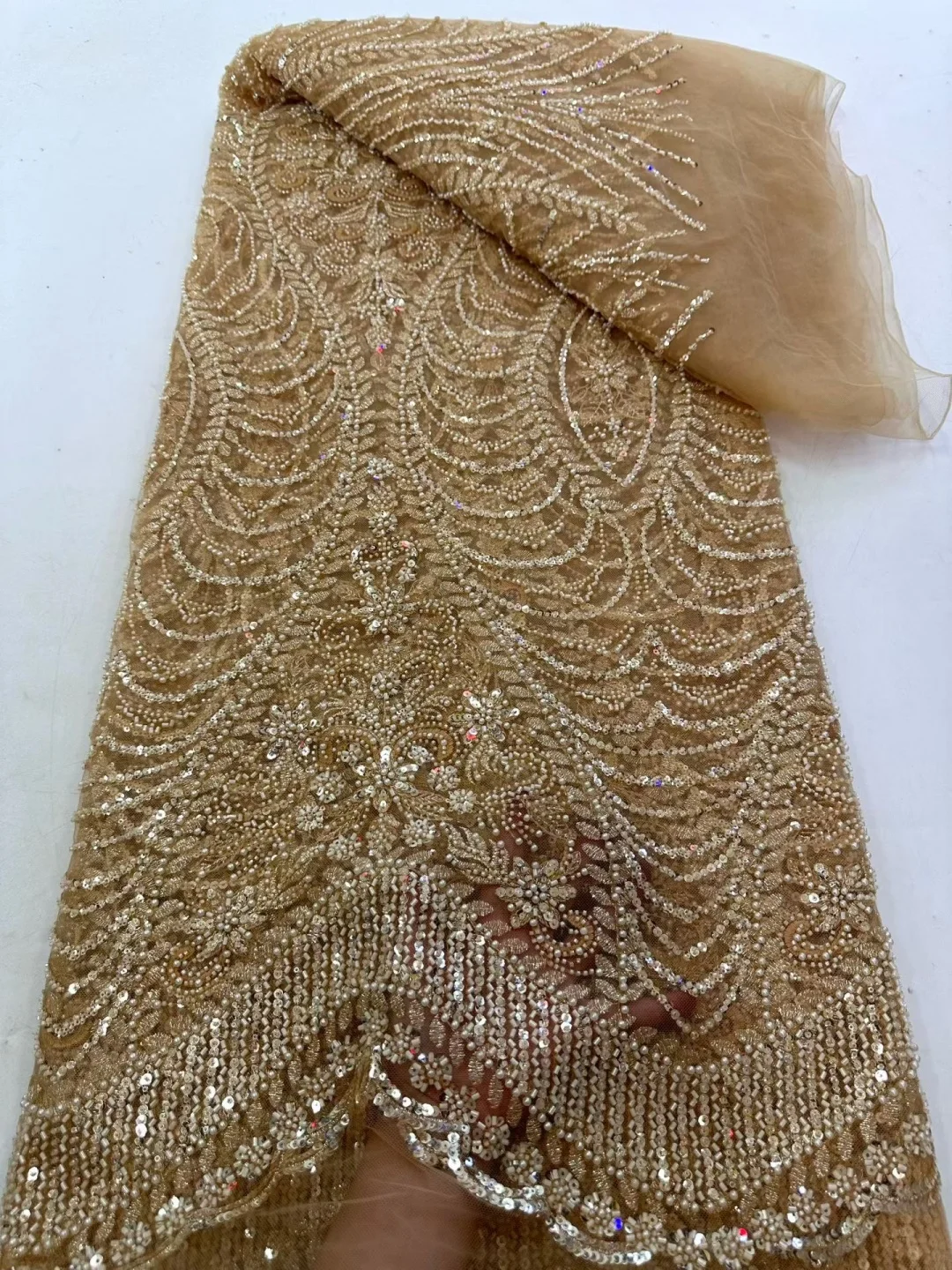 African Luxury White Sequins L - Embroidery White Dress ulasan dan harga