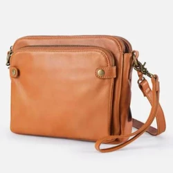 Gorąca sprzedaż kobiet torby typu crossbody trzywarstwowa skórzana torebka na ramię moda retro torebka z wieloma kieszeniami damska kopertówka