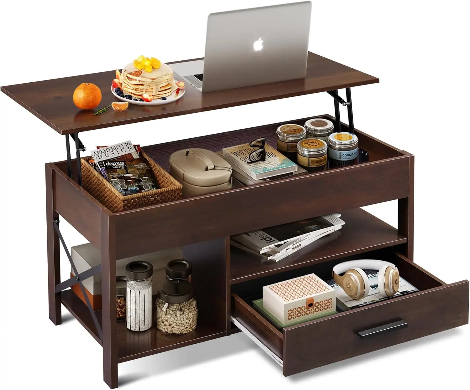 

Coffee Table, 39" Lift Top Coffee Table with Hidden Compartment, Storage Drawers and Storage Shelf for Living Room