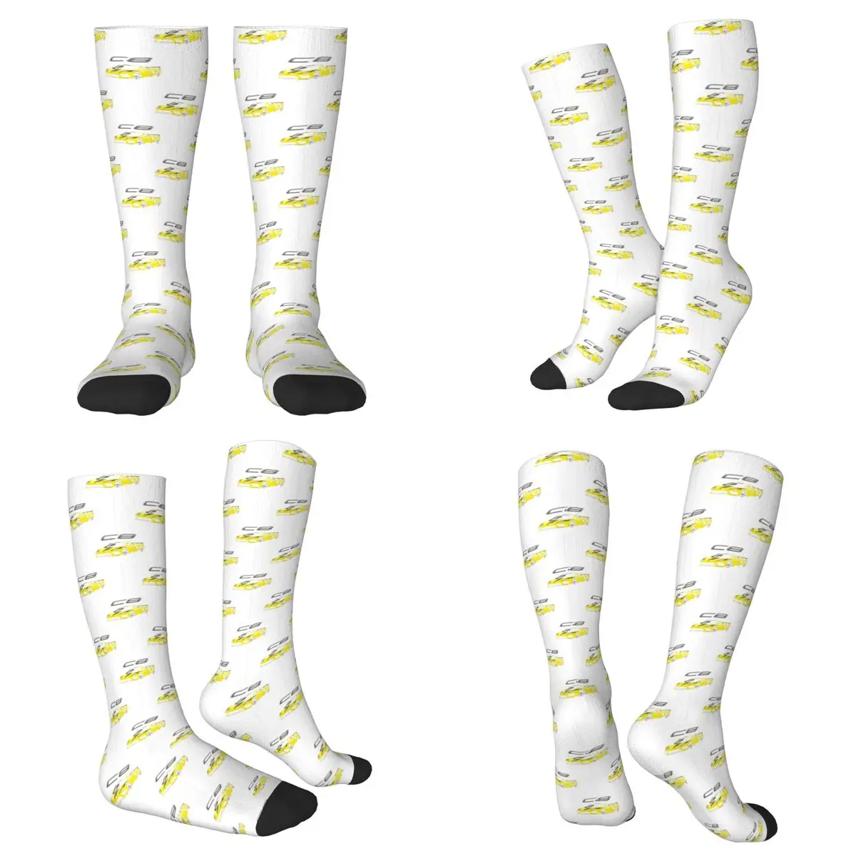 

All Seasons 2021 2022 Corvette C8 Accelerate Yellow Socks Harajuku Crew Socks Fashion Stockings for Men Women