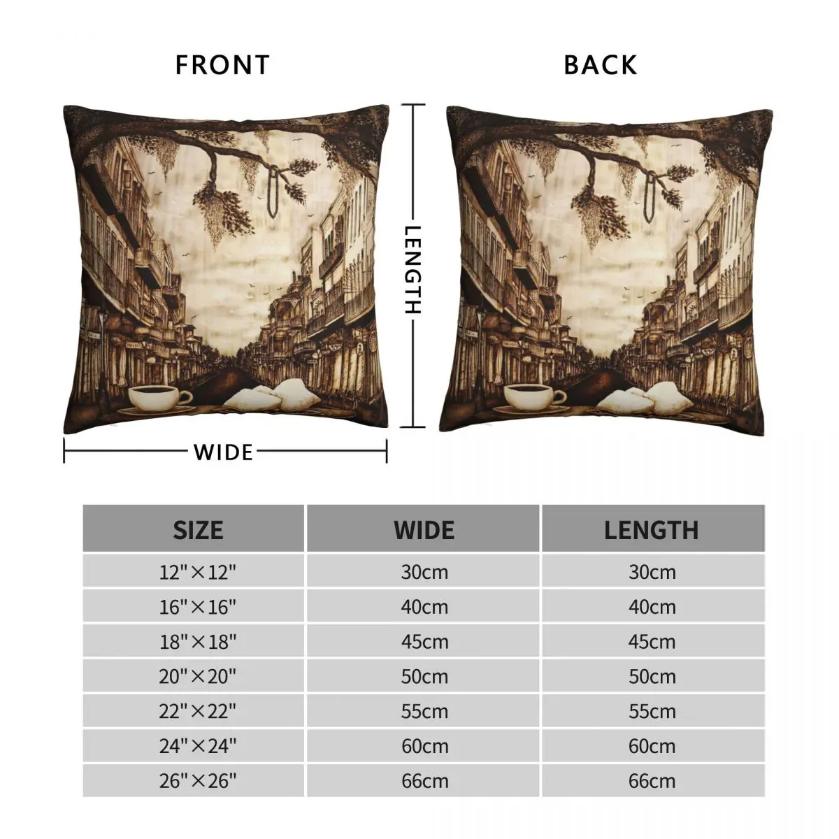 Petit Dejeuner A La New Orleans Square Pillowcase Polyester Linen Velvet Creative Zip Decor Pillow Case Home Cushion Case