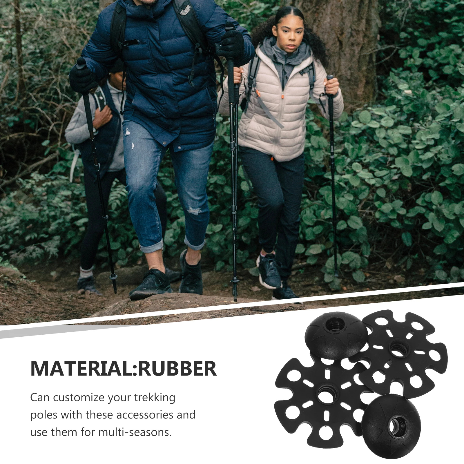 

4Pcs Mud Snow Pole Tips Trekking Pole Covers Large Base Anti-Sink Pads Hiking Walking Stick Accessories Snow Flake Pad