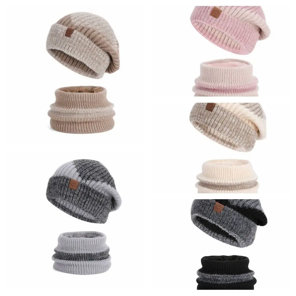soft Winter Beanie Hat Scarf Set Stylish Design Thicken Thermal Knit Cap Fleece Lined Thermal Protection Warm Wool Hat