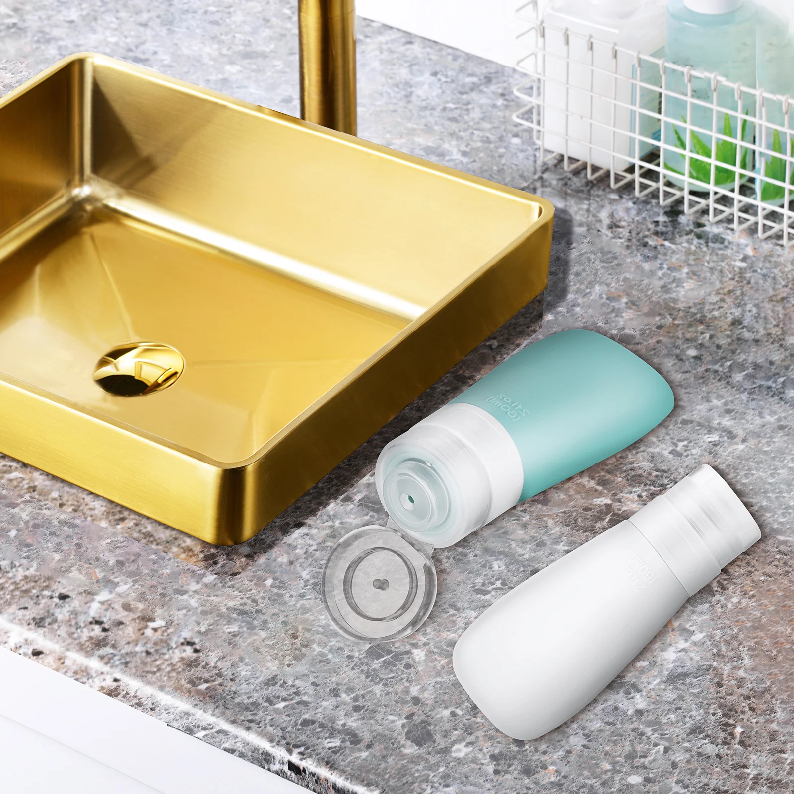 

4 pcs Silicone Squeeze Travel Bottles Refillable Toiletry Containers Leak Proof Tube Set For Shampoo Body Wash Facial