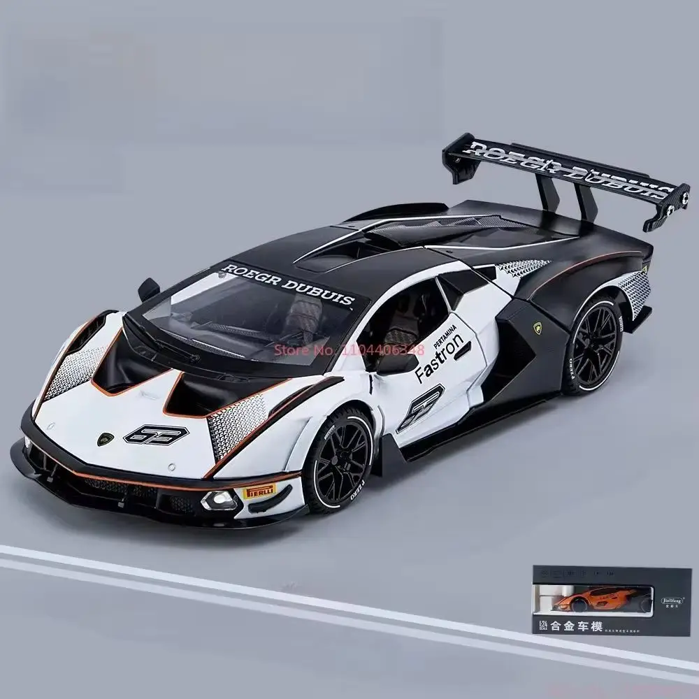 1:24 Alloy Sports Car Model Diecasts & Toy Vehicles Symulacja dźwięku i światła Pull Back Kolekcja zabawek Prezenty urodzinowe dla dzieci