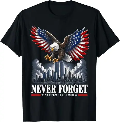 Vergiss den 11. September 2001 nie – Gedenktag T-Shirt mit amerikanischer Flagge, Y2k Herrenmode, patriotisches Grafik-T-Shirt mit Spruch, weiche Baumwolle – Detail 13