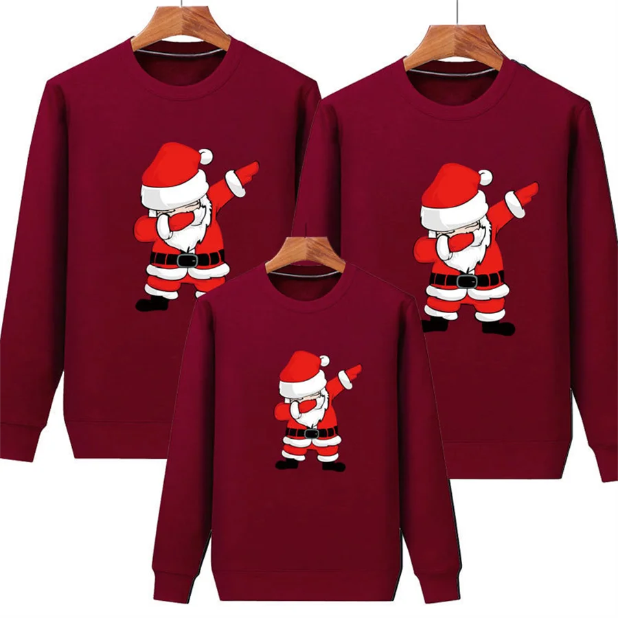 Fashion Christmas Sweaters High Quality Sweatshirt Tops Christmas Pajamas Family Mother Baby Daughter Cotton Matching Clothes