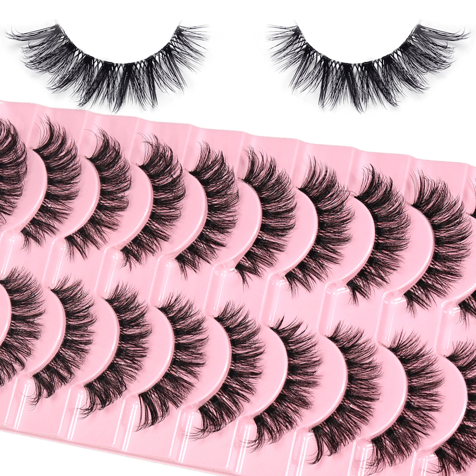 10 Paar 3D Flauschige Künstliche Wimpern D-Curl Voluminöse Wimpern Natürliche Weiche Wiederverwendbare Wimpernstreifen für Tägliches Tragen & Party-Make-up – Detail 5