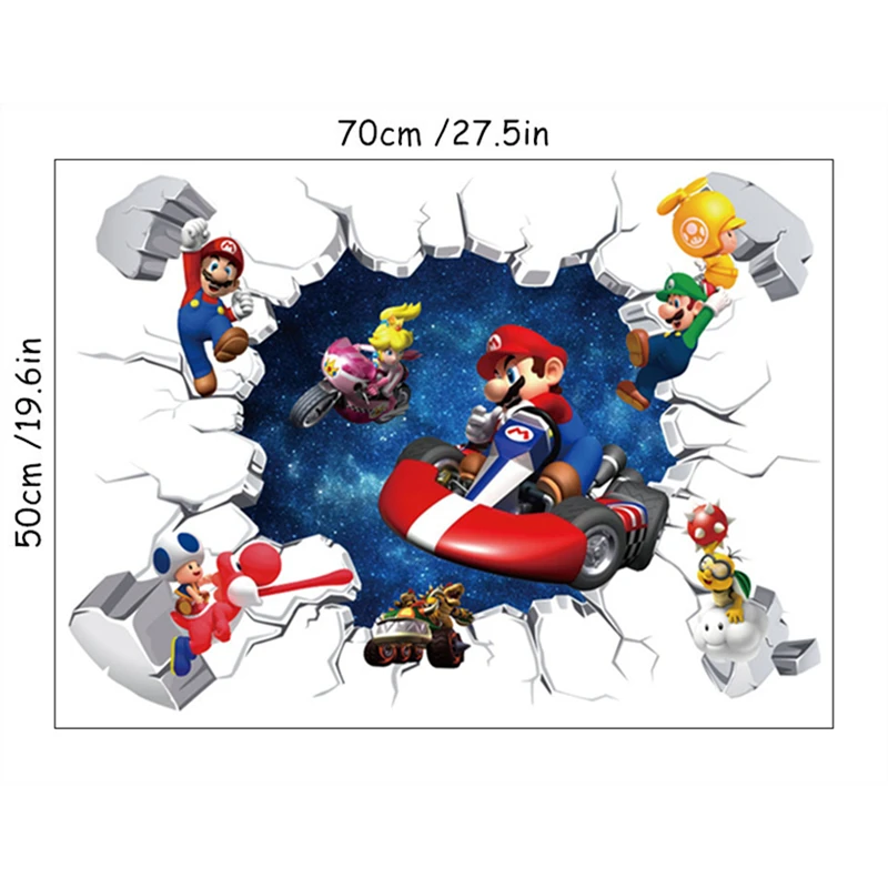 أنيمي لعبة ملصق جدار ثقب الفن سوبر مضحك الألعاب بنين الفضاء سباق السيارات الفينيل ملصقات جدارية ديكور المنزل لغرف الأطفال #3