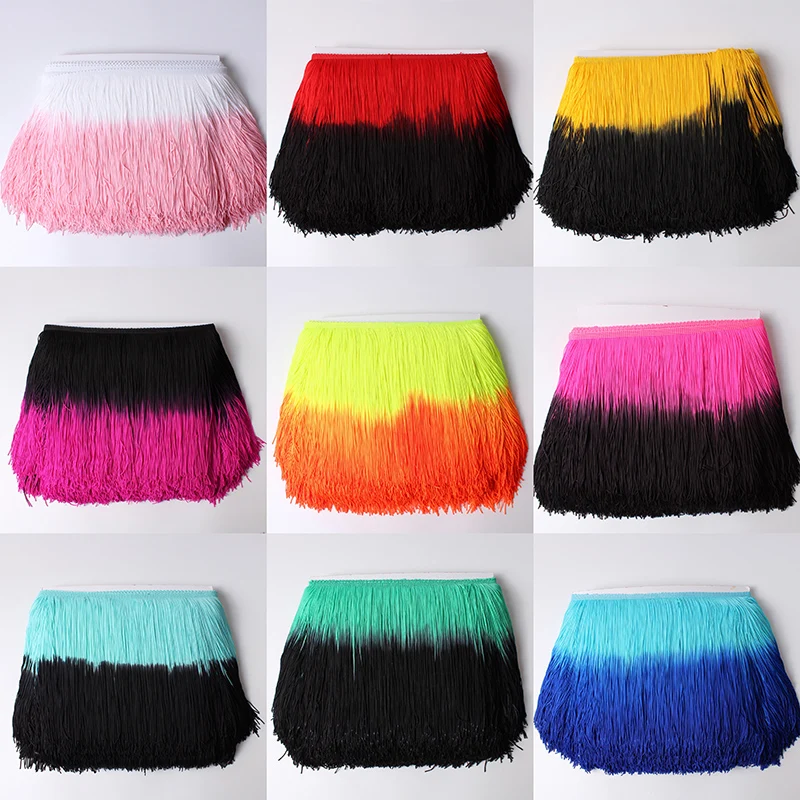 1Yard/Lot  20cm Lace Patchwork Color Trim Fringe DIY Latin Dress Stage Clothes Accessories Decorative Tassels  Curtains Fabric