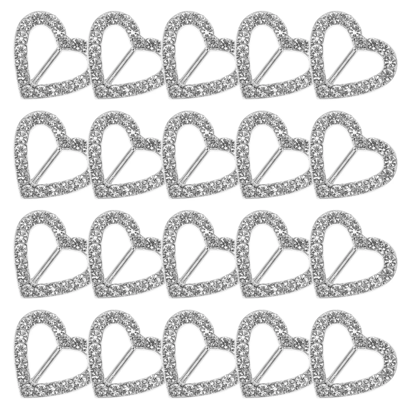 20Pcs Rhinestone Ribbon Buckle Scarf Buckle Clips Chair Sash Clip Ribbon Slider for Wedding Party