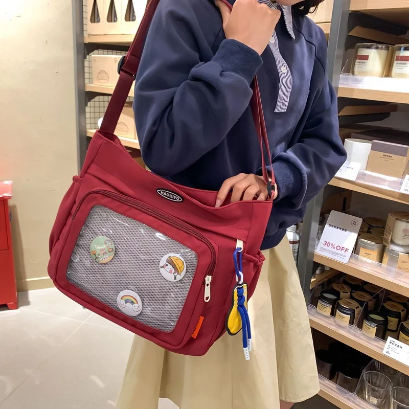 

Casual Simple See-Through Korean Version Junior High School Student Tutoring Bag Single Shoulder Crossbody Bag for Women