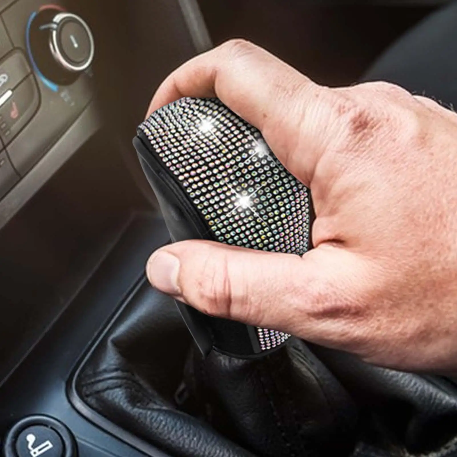 Car Bling Gear Shift Cover Auto Gear Stick Protector Rhinestone Vehicle Interior Decoration for Drivers Daily Commute Road