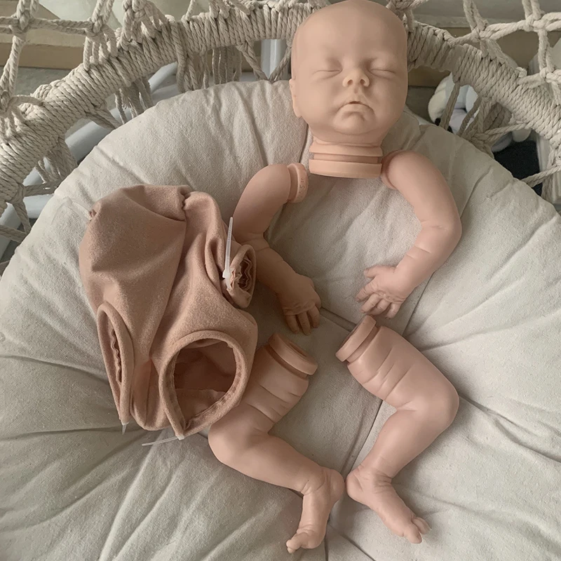 NPK 18Inch Unfinished Unpaited Fresh Color DIY Doll Parts Reborn Delilah with Cloth Body Blank Doll Kit Reborn Sin Pintar
