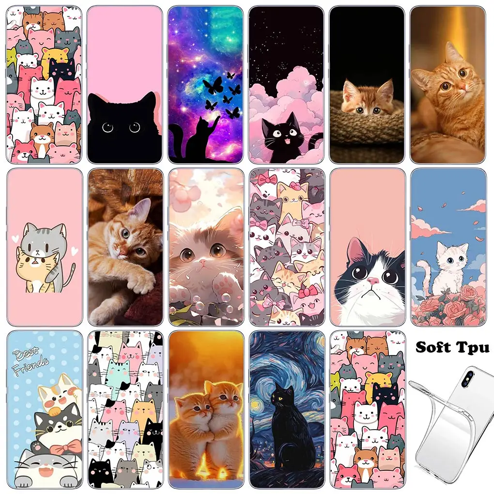 Comics Cat Meow Lovely Cover Phone Case for Motorola Moto G04 G71 G73 G32 G34 G52 G8 G7 G9 G24 Power One Fusion Plus Coque