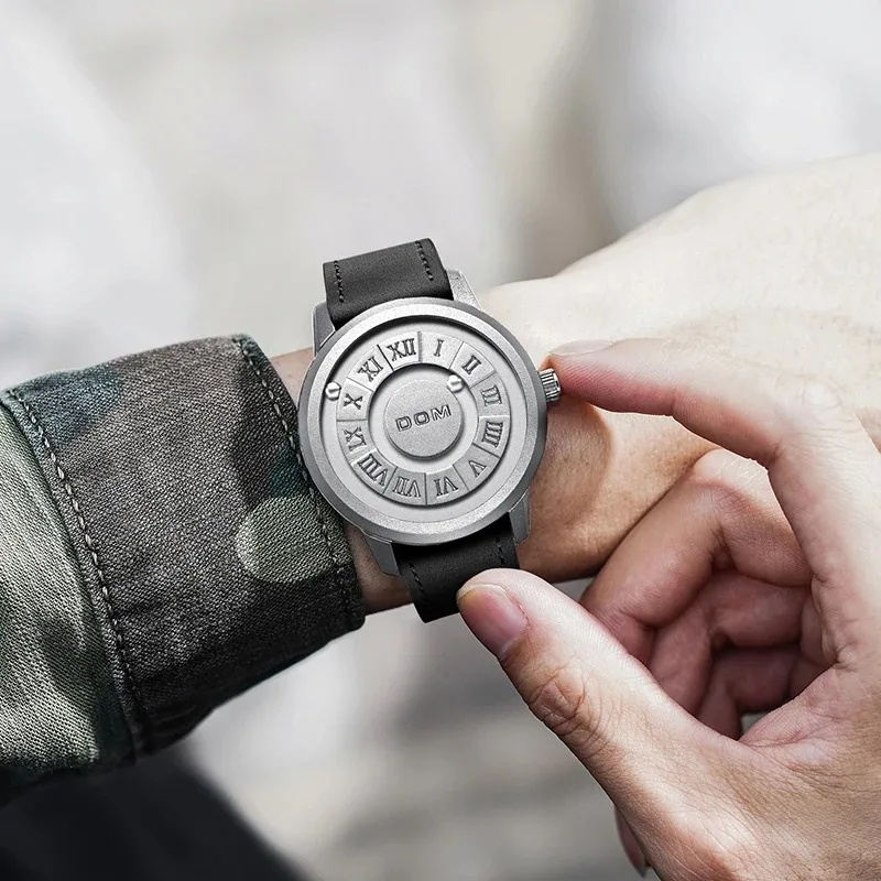 Dom D-1345 neue erstklassige linsen lose Luxus Herrenmode Armbanduhr kreative Spaß magnetische Rolling Ball wasserdichte Uhr für Männer