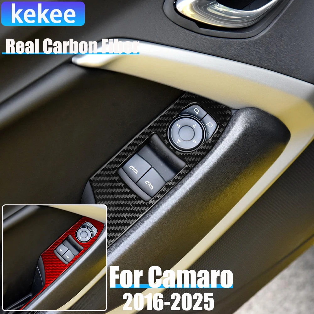

Настоящее углеродное волокно, автомобильные аксессуары, панель подъема окна, декоративная накладка, мягкая наклейка для Chevrolet Camaro 6-го поколения 2016-2025