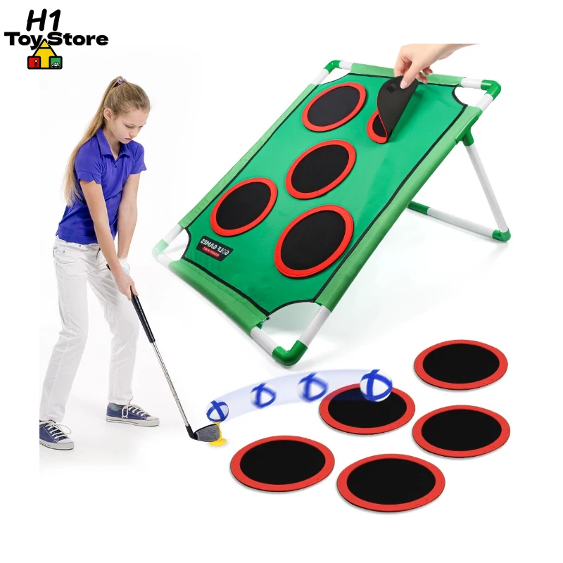 เกมกอล์ฟครอบครัวแบบพัตต์ ของเล่นกีฬาแบบอินเทอร์แอคทีฟสำหรับพ่อแม่ลูก พร้อมเสื่อและเป้าหมาย กิจกรรมสนุกๆ ทั้งในร่มและกลางแจ้งสำหรับทุกเพศทุกวัย